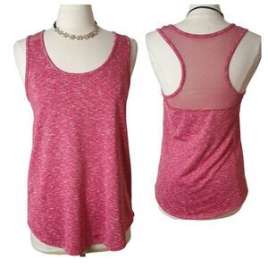 Half Moon Womens Racerback Tank M Red Heathered Mesh Back Athletic Sportswear